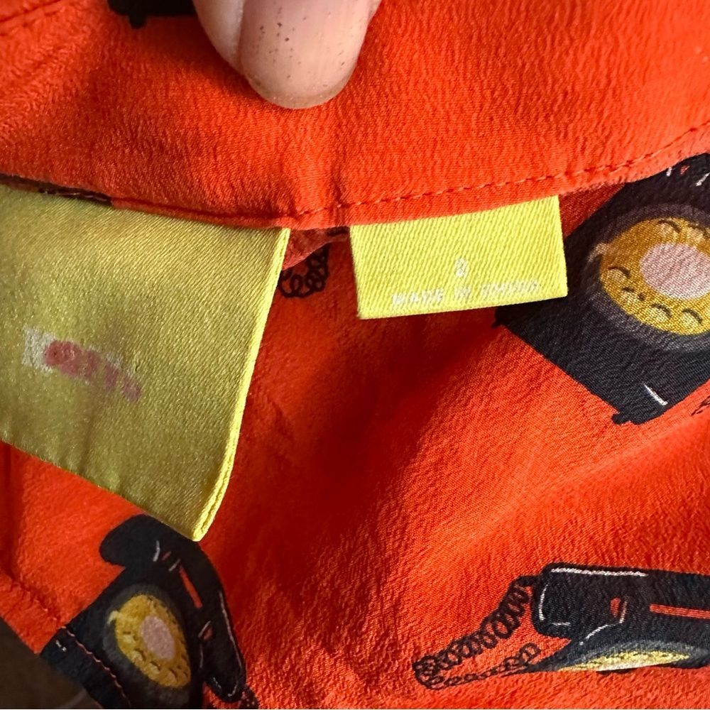 Anthropologie Maeve 52 Conversations Vintage Telephones Blouse 2 100% Silk - Picture 9 of 9